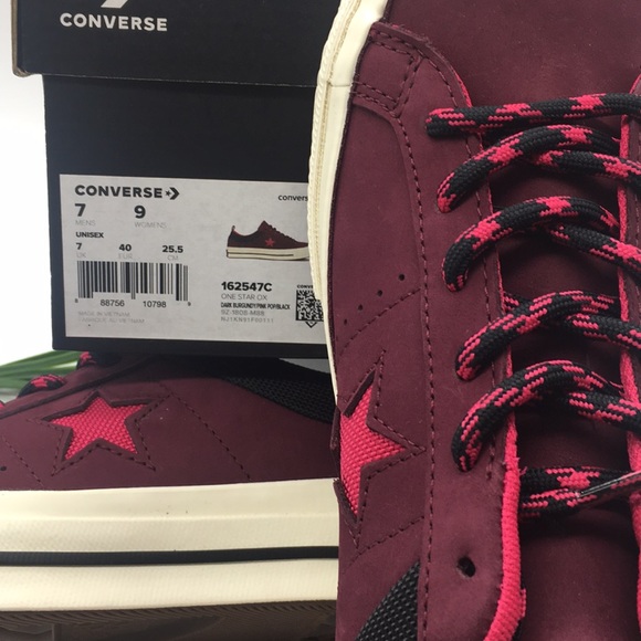 /CONVERSE ONE STAR OX dark burgundy/pink pop/black WMNS sneakers - Picture 7 of 8